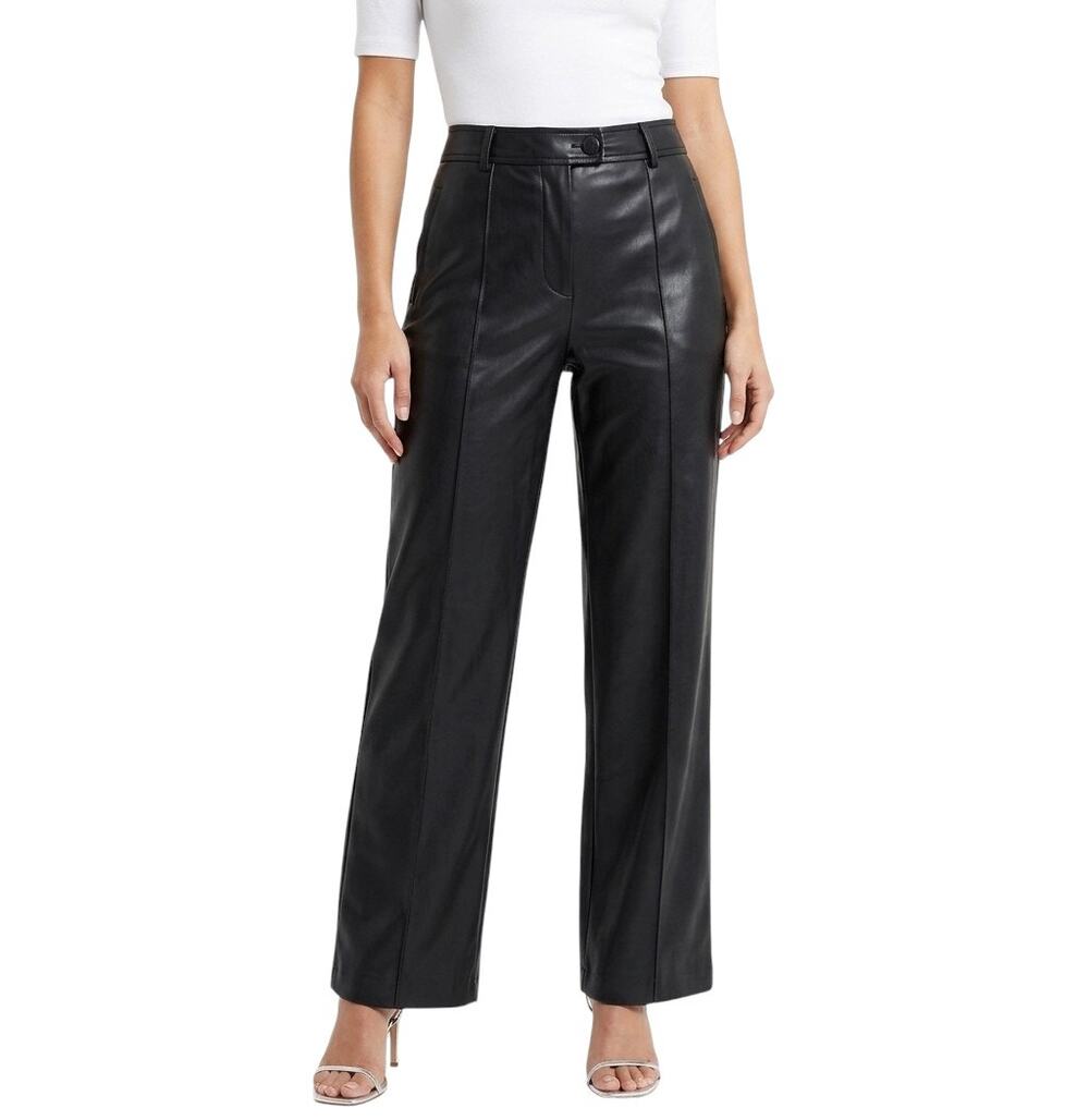 Halogen Black Faux Leather Pants Women Size 16W High Rise Vegan NWT